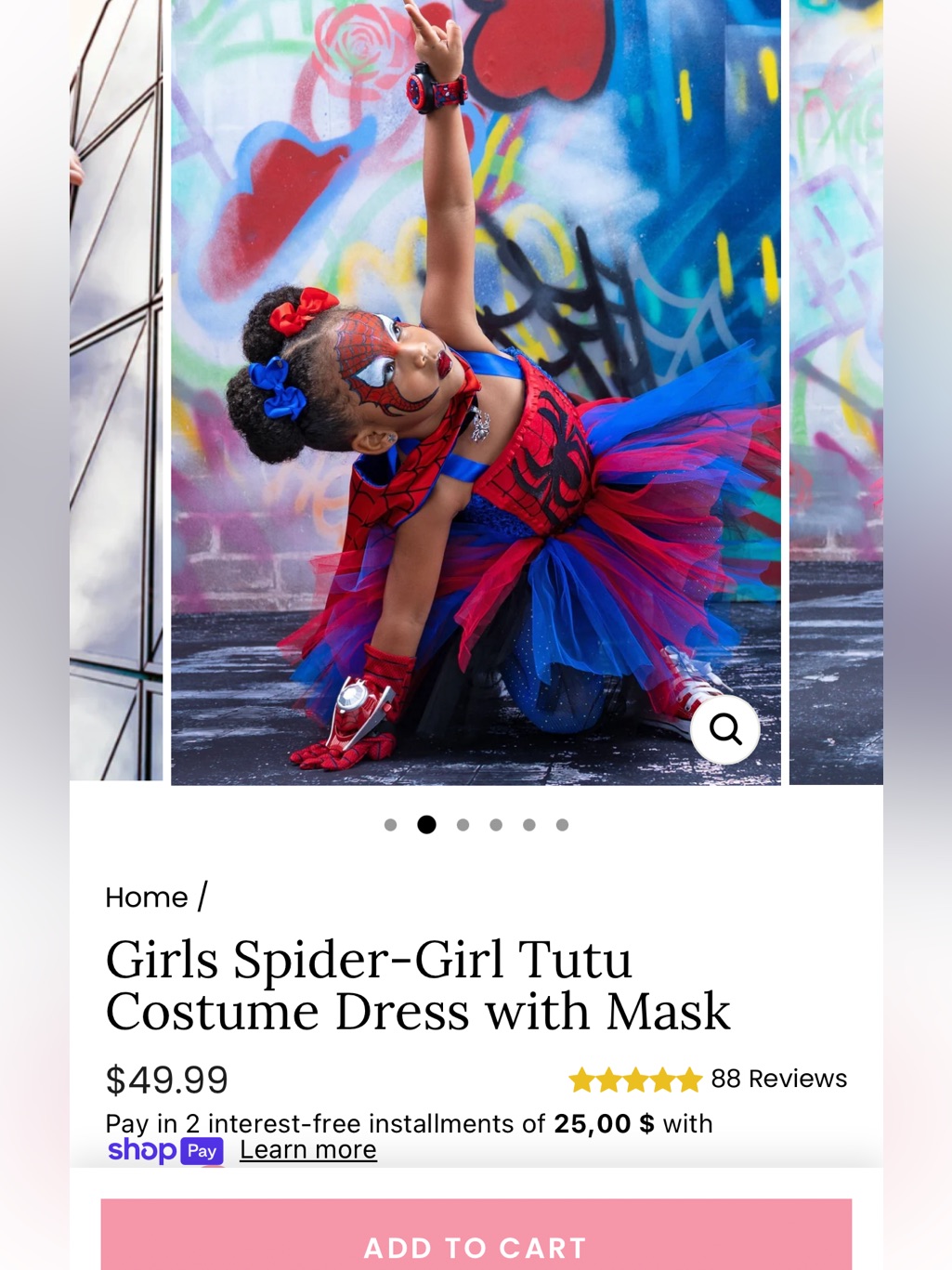 Mia Bella Girls Spider-Girl Tutu Costume Dress Set Size 12 Nwt — image 4 of 4